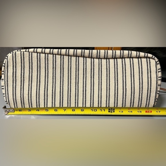 Madison West Overnight Tote and Sidekick Bag White With Black Stripes - Picture 9 of 14